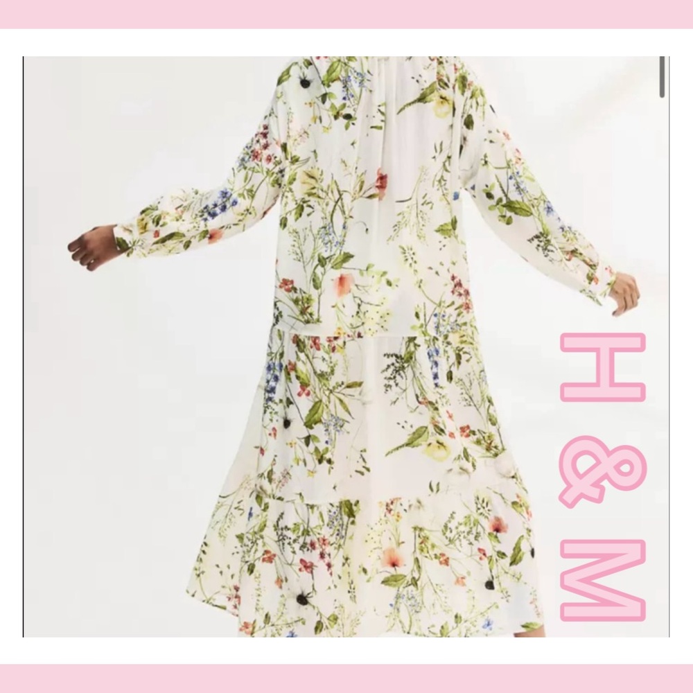H & M Floral Long Sleeve Maxi Dress ~ Sz S - Picture 1 of 14
